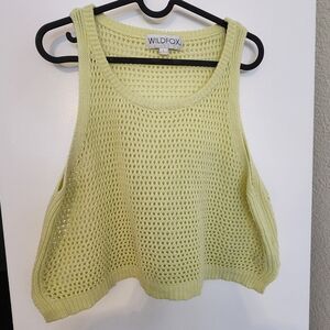 WildFox Pale Yellow Knit Sweater Tank, Size Large